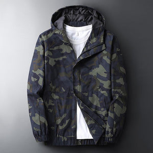 Men Casual Hooded Camouflage Print Jacket