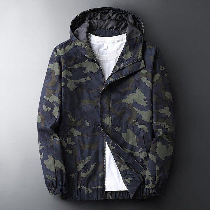 Men Casual Hooded Camouflage Print Jacket